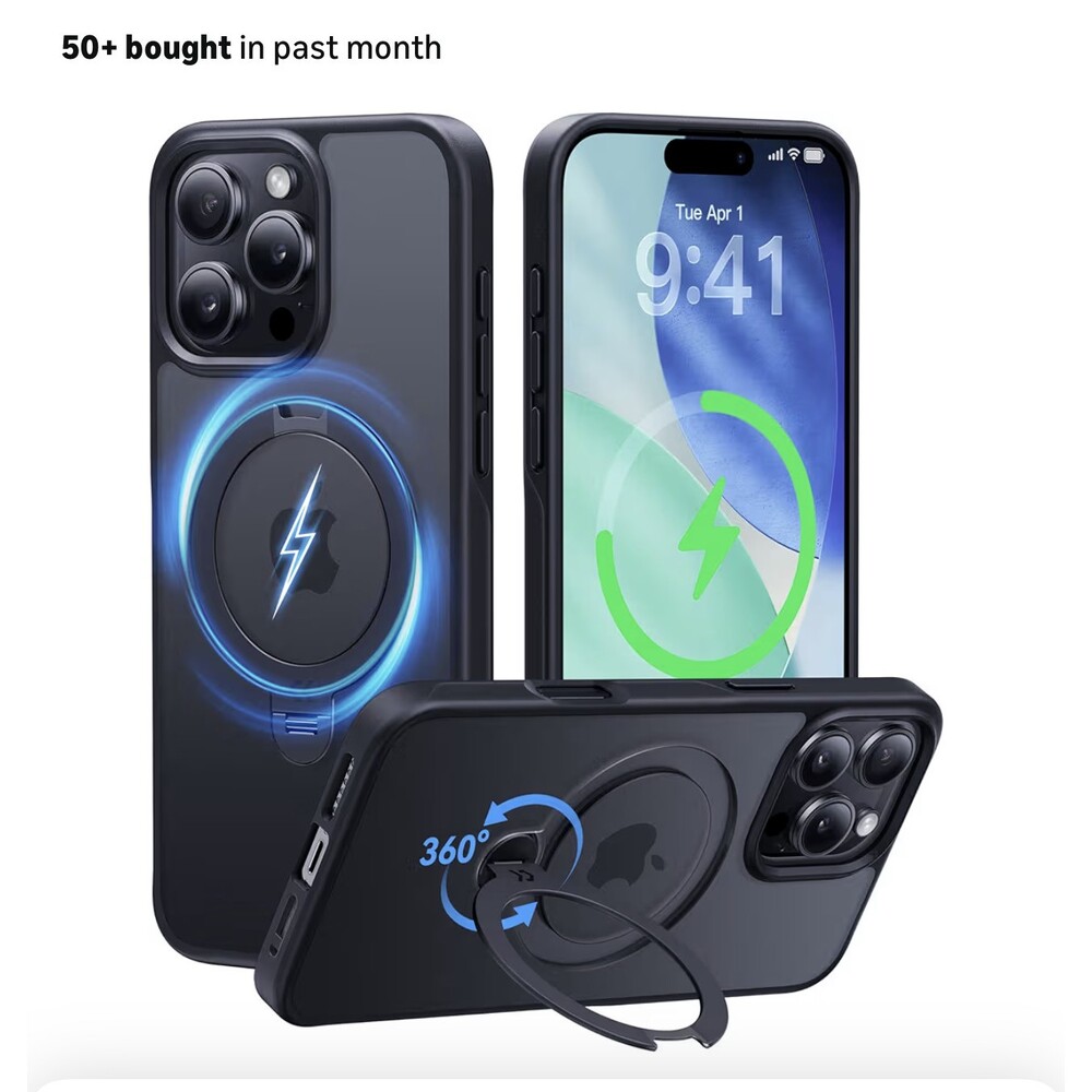 CASEKOO Patented 360 Spin Magnetic Stand for iPhone 16 Pro Max Case